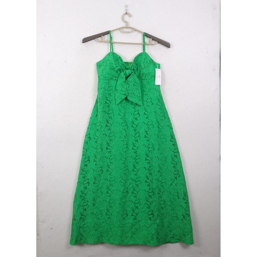 Lilly Pulitzer Sarahlynne Maxi Dress Fauna Green Stacked Palm Burnout Size 10
